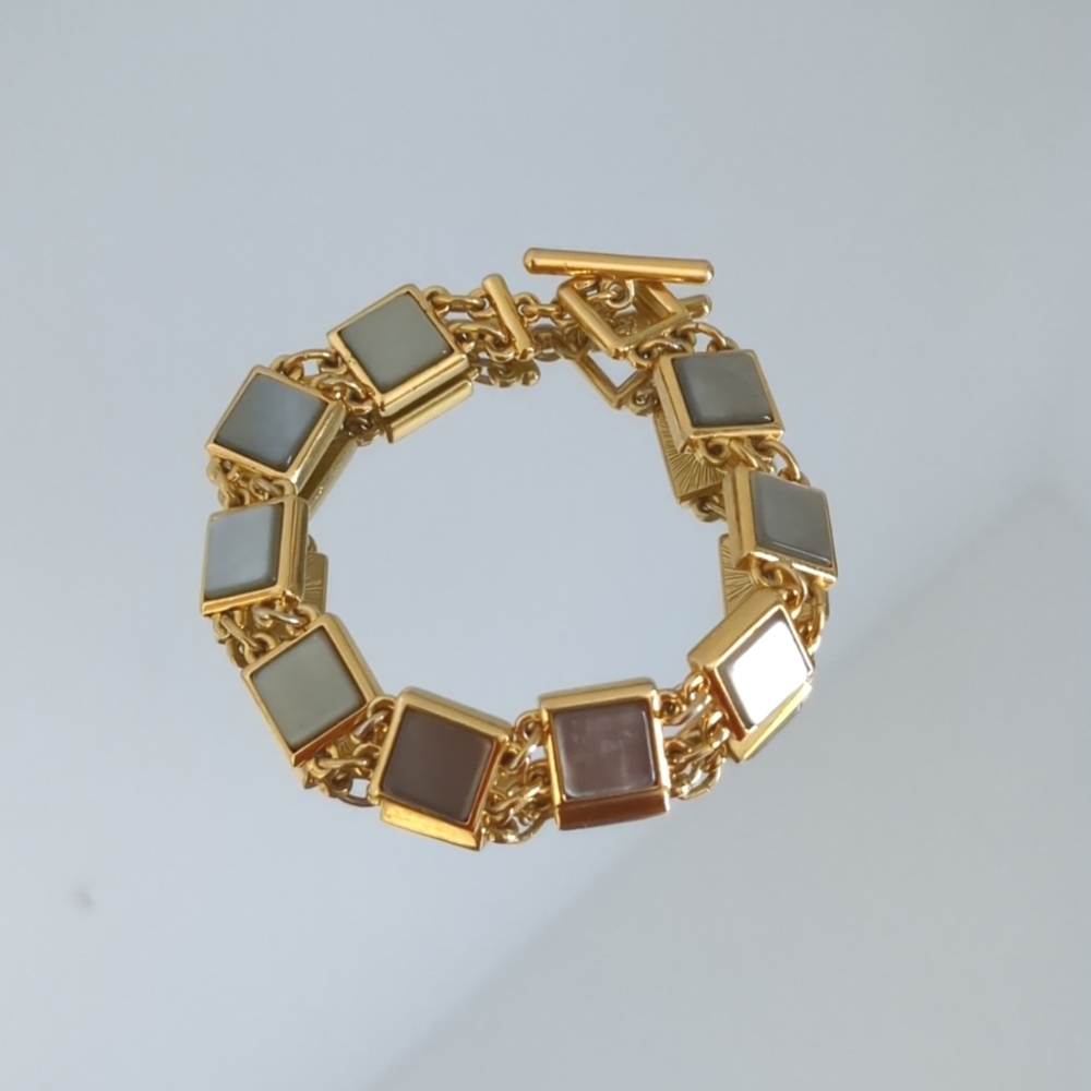 Gray and Gold-Tone Segmented Bracelet 7-1/2”